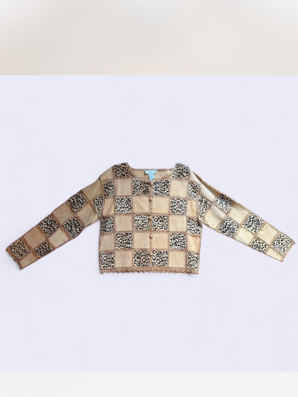 Y2K vintage cheetah leopard print leather patchwork women’s medium - Picture 2 of 7